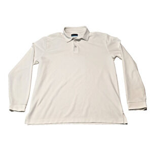 PGA Tour Golf Shirt White Breathable Polo Long Sleeve Men's M